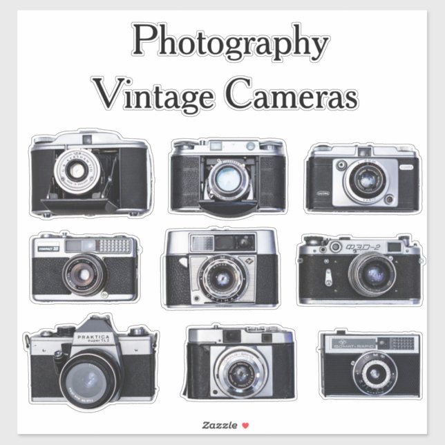 Vintage Cameras Set  Sticker (Sheet)