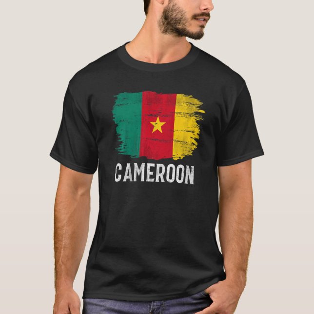 Vintage Cameroon Flag For Cameroonian T-Shirt (Front)