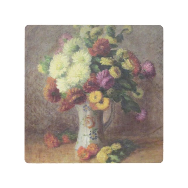 Vintage Camille Bouvagne A Bouquet of Flowers Metal Print (Front)