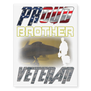 Vintage Camouflage Flag Proud Bro U.S. Air Gift Temporary Tattoos
