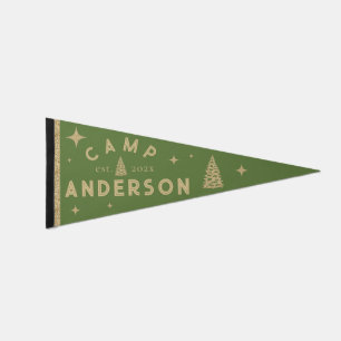 Vintage Camp Family Custom Name Wall Decoration   Pennant Flag