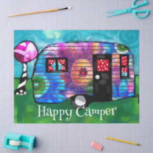 Vintage Camp Trailer Floral Personalized Decoupage Tissue Paper