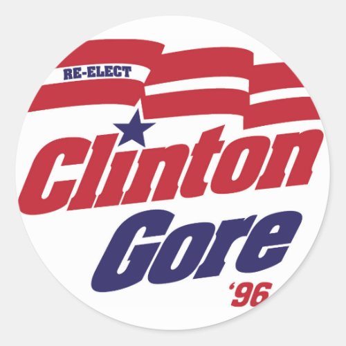 Vintage Campaign Logo ClintonGore 1996 Classic Round Sticker