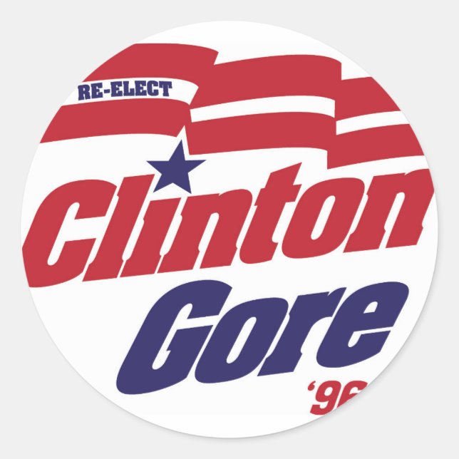 Vintage Campaign Logo Clinton/Gore 1996 Classic Round Sticker (Front)