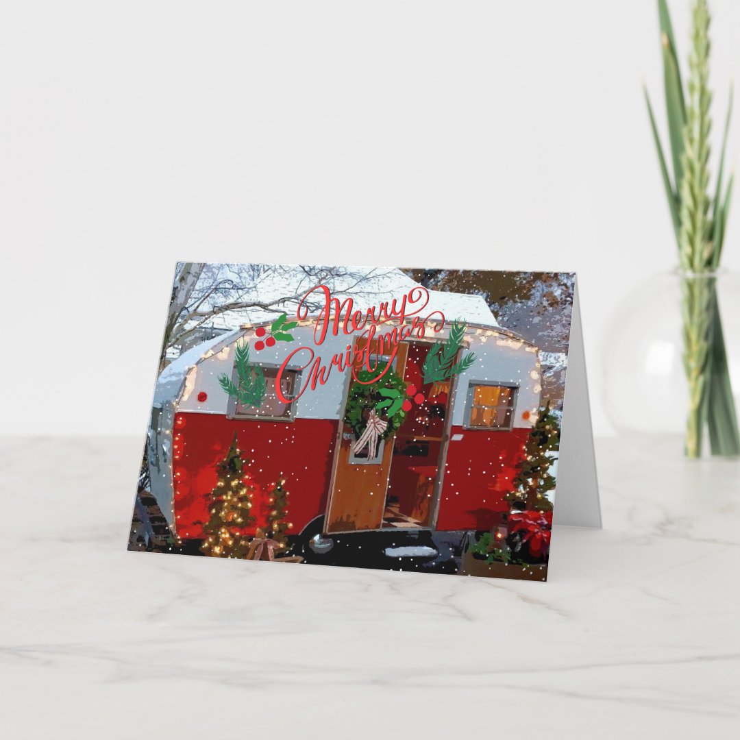 Vintage Camper Christmas Card | Zazzle
