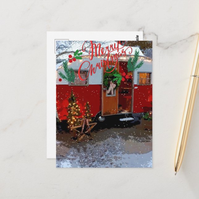 Vintage Camper Christmas   Postcard (Front/Back In Situ)