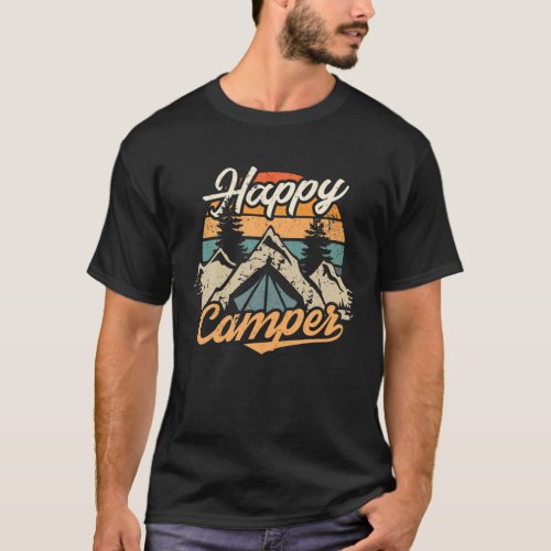 Vintage Camper Happy Camping Summer Camp Hiking Lo T_Shirt