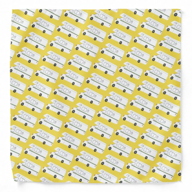Vintage Camper Motorhome on yellow Bandana (Front)
