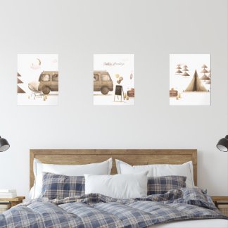 Vintage Camper & Teepee Forest - 3Pieces Set