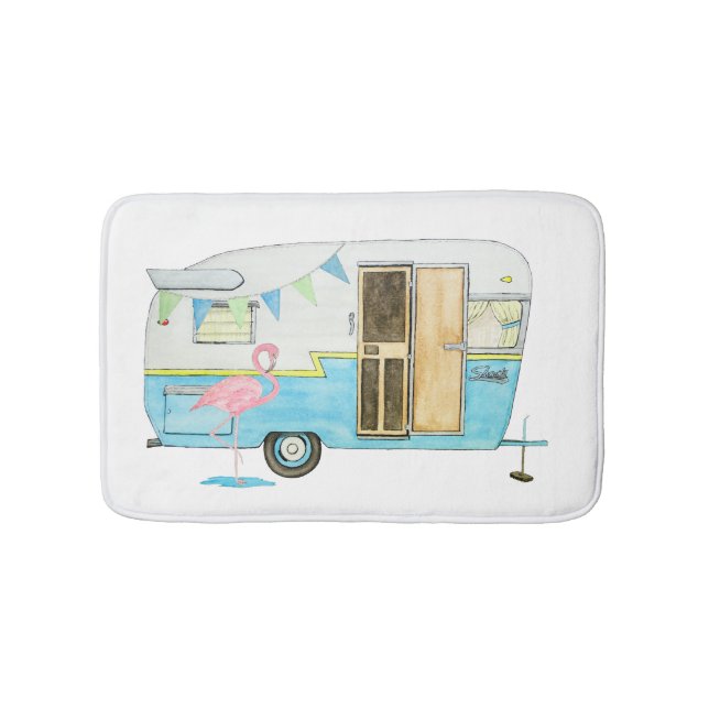 Vintage Camper Trailer Bath Mat (Front)