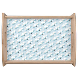 Vintage Camper Trailer Blue Serving Tray