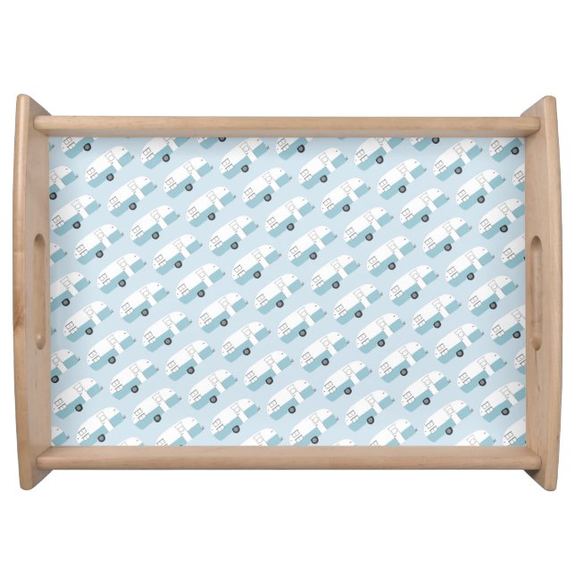 Vintage Camper Trailer Blue Serving Tray (Front)