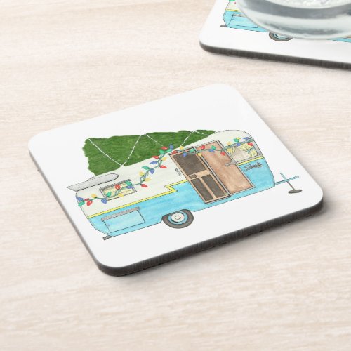 Vintage Camper Trailer Christmas Coaster