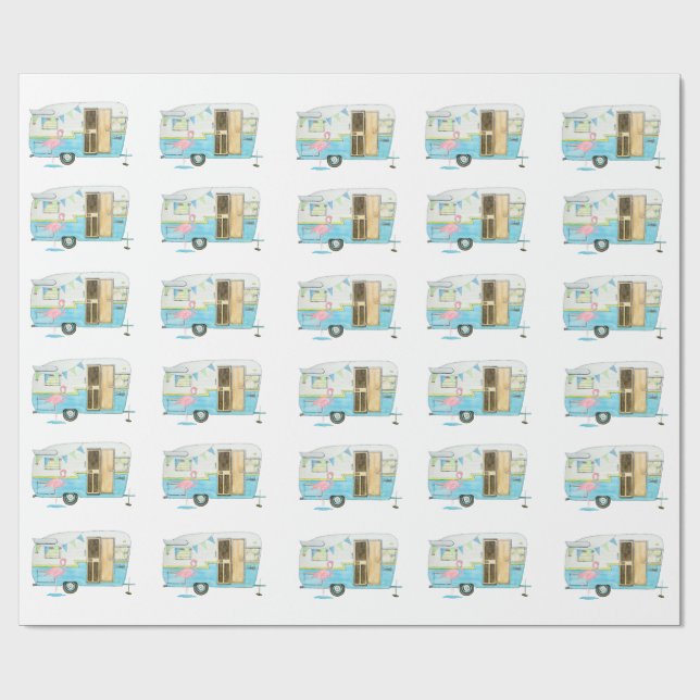 Vintage Camper Trailer Wrapping Paper (Flat)