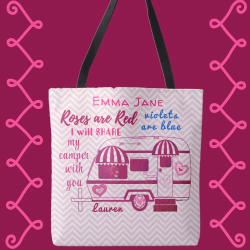 Vintage Camper Travel Trailer Valentines Day Tote Bag