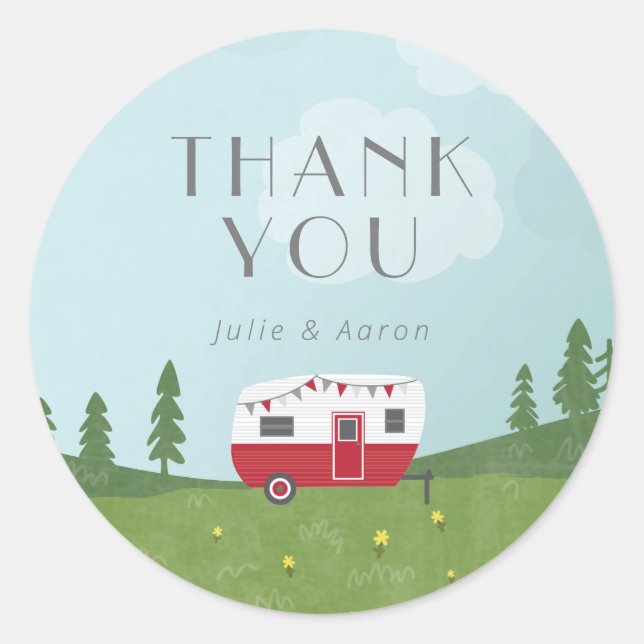 Vintage Camper Wedding Thank You Tag (Front)