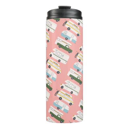 Vintage Campervan Vanlife Trailer Motorhome pink Thermal Tumbler