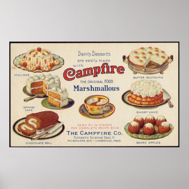 Vintage Campfire Marshmallows Food Advertisement Poster (Front)