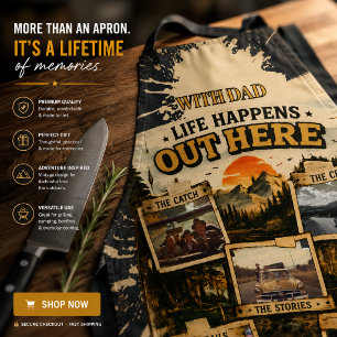 Vintage Camping Adventure Memory Photos for Dad Apron
