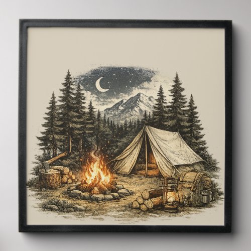 Vintage Camping Adventure Peel And Stick Photo Tile