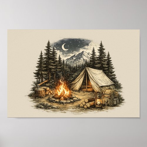 Vintage Camping Adventure Poster