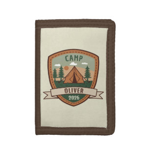 Vintage Camping Badge Personalized Tri-fold Wallet
