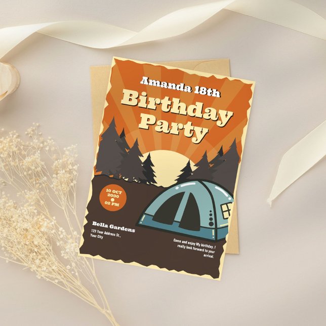 Vintage Camping Birthday Party Invitation (Creator Uploaded)