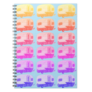 Vintage Camping Camper RV Trailer Colorful Notebook