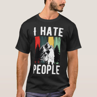 Vintage Camping Costume Of Bear Says I Hate People T-Shirt