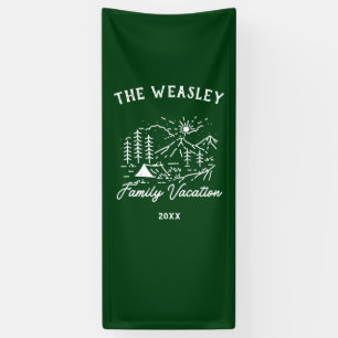 Vintage Camping Family Vacation Trip Banner
