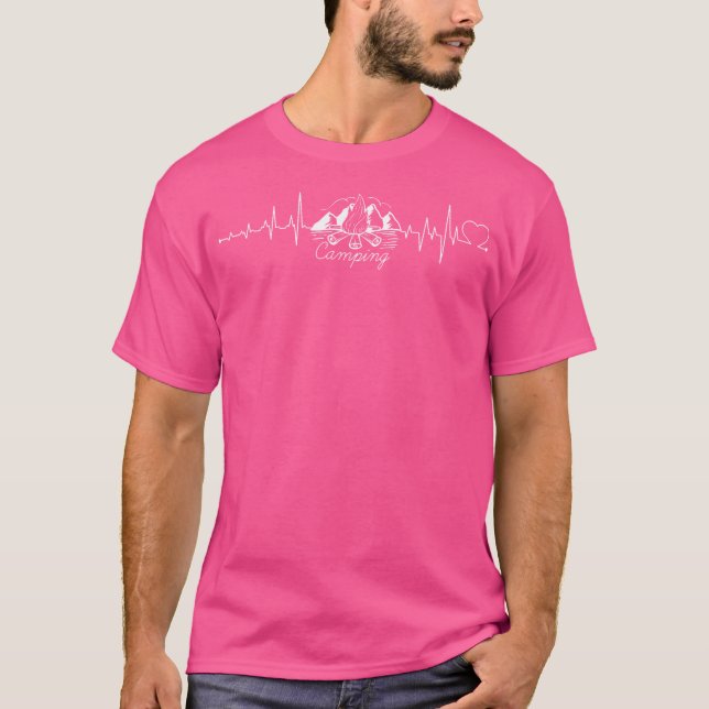 Vintage Camping Heartbeat Ecg T-Shirt (Front)