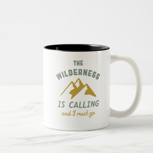 Vintage Camping Hiking Adventure In The Wilderness Two_Tone Coffee Mug