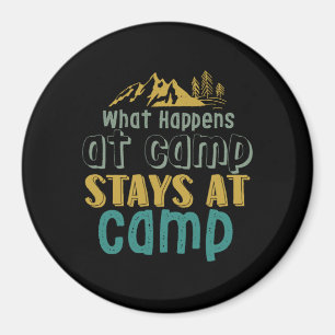 Vintage Camping Hiking Quote What Happens At Camp Magnet