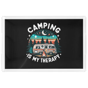 Vintage Camping Is My Therapy Family Adventure Out Acrylic Tray