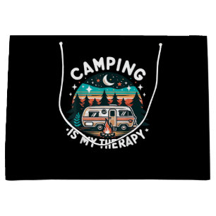 Vintage Camping Is My Therapy Family Adventure Out Large Gift Bag