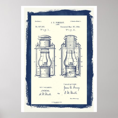 Vintage Camping Lantern Patent Poster