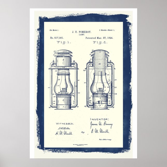 Vintage Camping Lantern Patent Poster (Front)