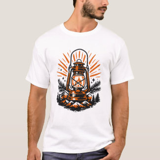 Vintage Camping Lantern T-Shirt | Retro Outdoor Ad