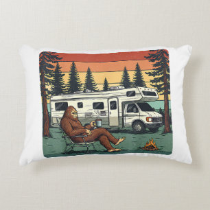 Vintage Camping Motorhome RV Bigfoot Adventure Accent Pillow