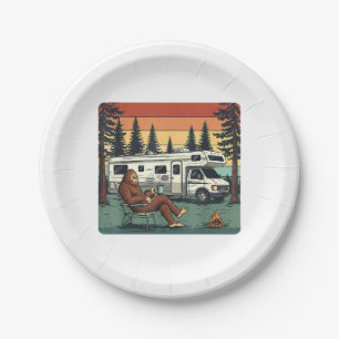 Vintage Camping Motorhome RV Bigfoot Adventure Paper Plates