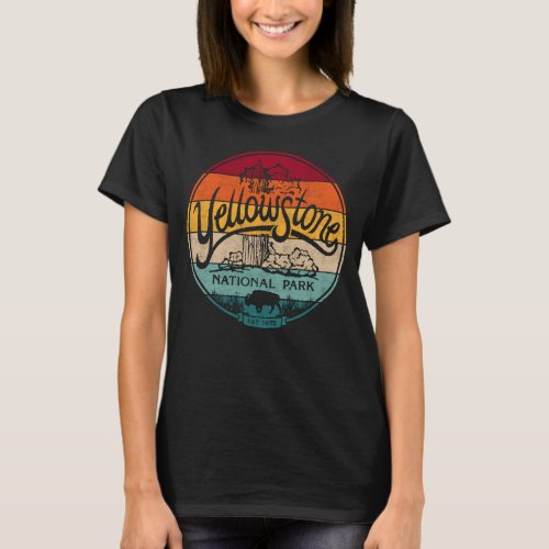 Vintage Camping Yellowstone National Park Hiking A T_Shirt