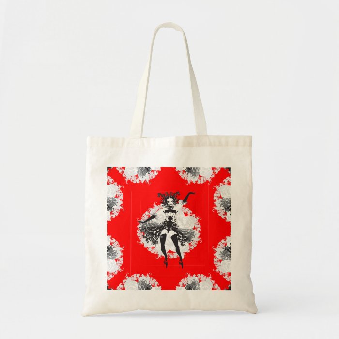 Vintage Can Can Dancer Red & Black Canvas Bags