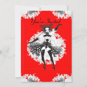 Vintage Can Dancer Red & Black Invitation