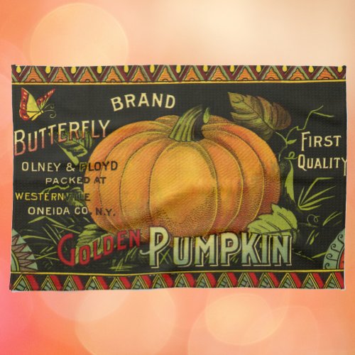 Vintage Can Label Art Butterfly Pumpkin Vegetable Kitchen Towel