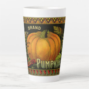 Vintage Can Label Art, Butterfly Pumpkin Vegetable Latte Mug