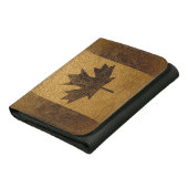 Vintage Canada Flag Leather Tri-fold Wallet (Bottom)