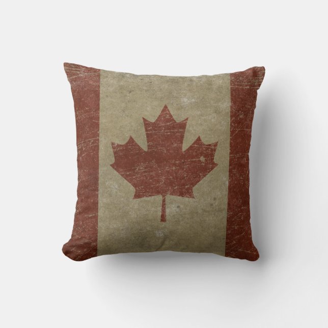 Vintage Canada Flag Throw Pillow (Front)