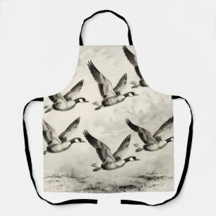 Vintage Canada Geese in Flight Engraving Apron