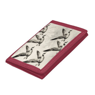 Vintage Canada Geese in Flight Engraving Tri-fold Wallet