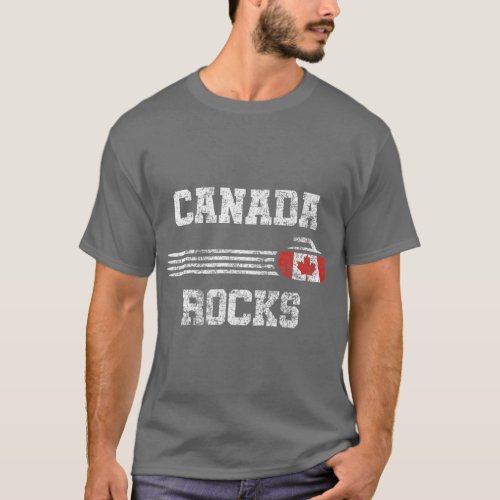 Vintage Canada Rocks Curling Gift  T_Shirt